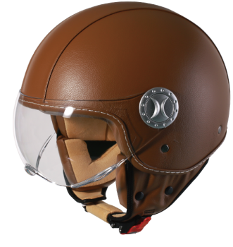 Preview: Helm VITO JET AMSTERDAM Leder braun